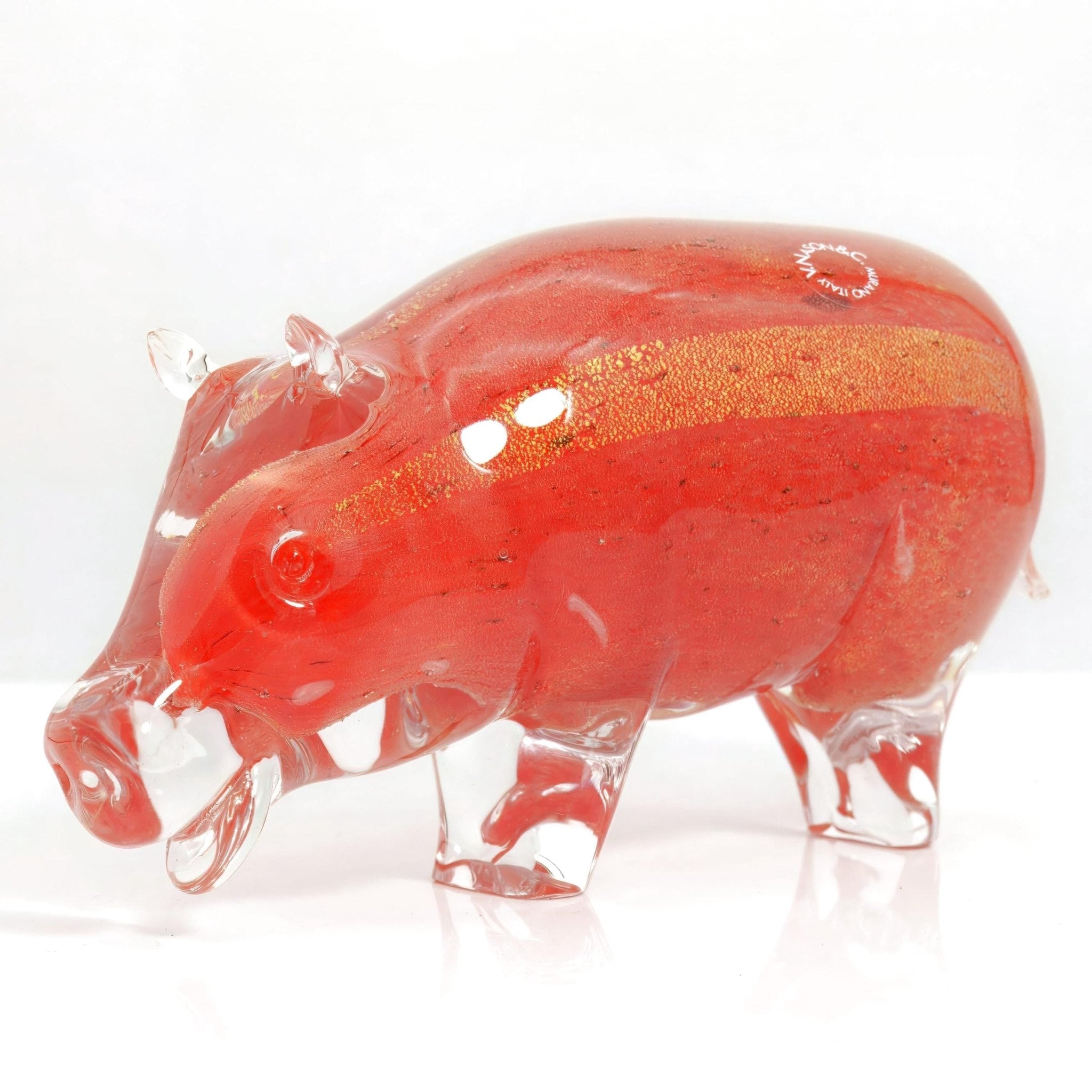 Murano Venetian Murano Glass Art Boar (8") - Sculpture ClassyTea