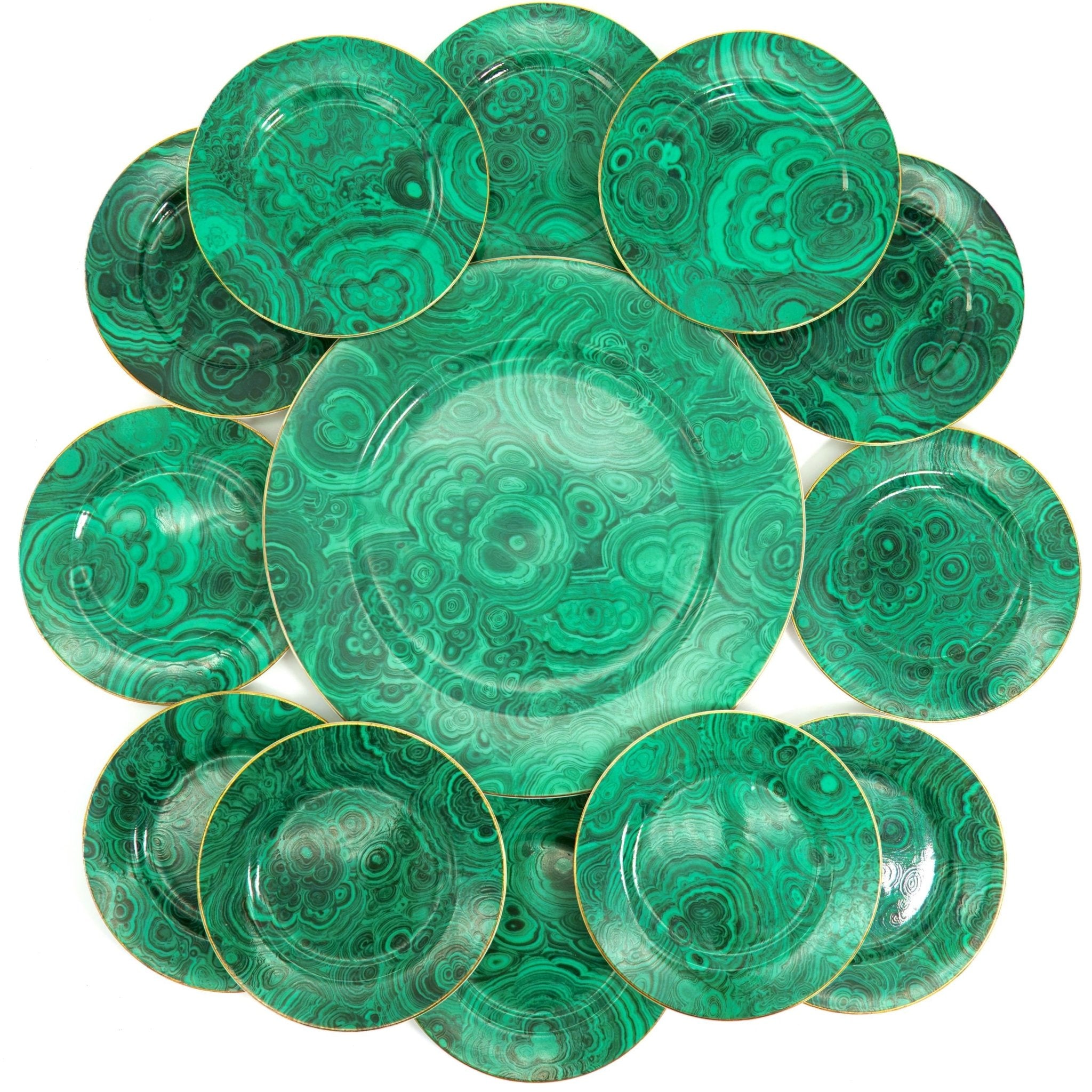 Neiman Marcus Neiman Marcus "Malachite" Serveware Set for 12 (13 Pieces) - Serveware ClassyTea