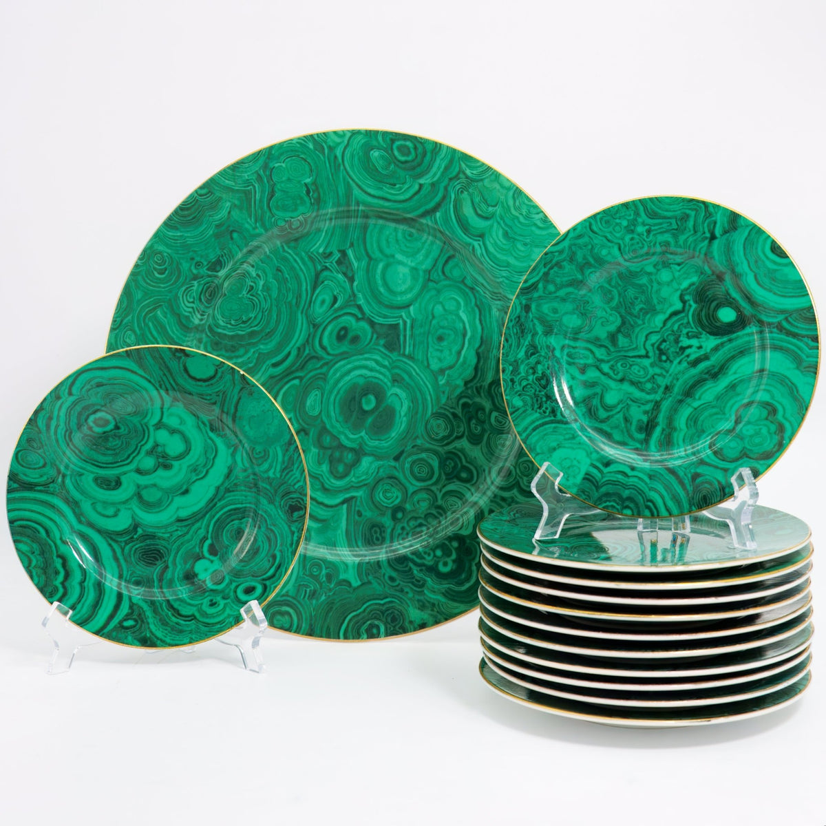 Neiman Marcus "Malachite" Serveware Set for 12 (13 Pieces)