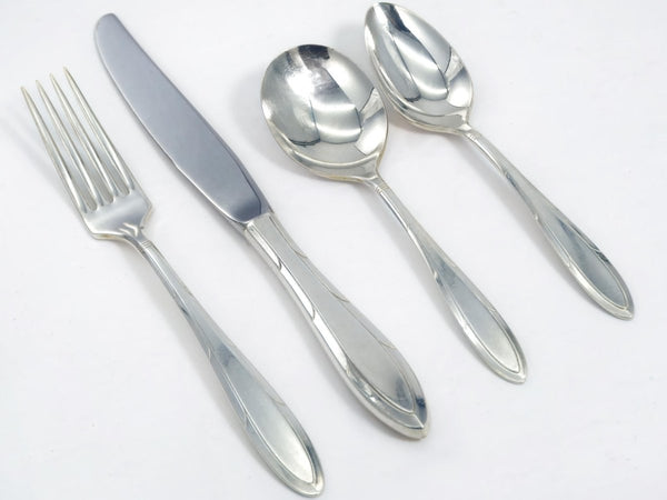 Nobility Plate Vintage Quadruple Silver Plated Flatware Set 64 Piece Nobility Reverie Silverware Set for 12 25th Anniversary Gift for Wedding Silverware - Silverplated Flatware Set ClassyTea