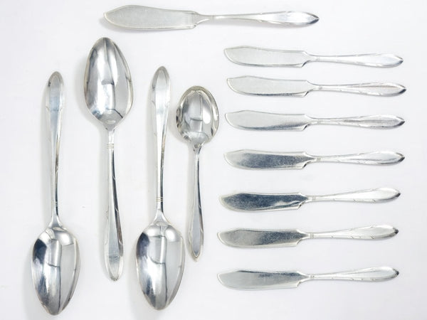 Nobility Plate Vintage Quadruple Silver Plated Flatware Set 64 Piece Nobility Reverie Silverware Set for 12 25th Anniversary Gift for Wedding Silverware - Silverplated Flatware Set ClassyTea