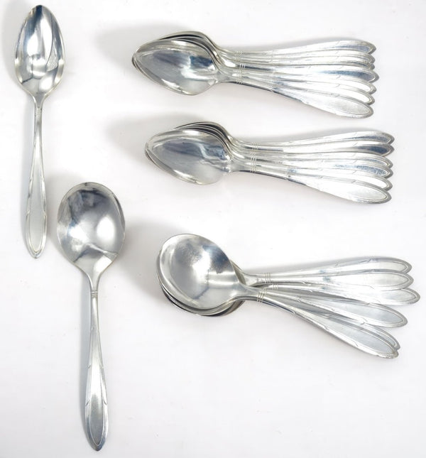 Nobility Plate Vintage Quadruple Silver Plated Flatware Set 64 Piece Nobility Reverie Silverware Set for 12 25th Anniversary Gift for Wedding Silverware - Silverplated Flatware Set ClassyTea