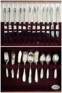 Nobility Plate Vintage Quadruple Silver Plated Flatware Set 64 Piece Nobility Reverie Silverware Set for 12 25th Anniversary Gift for Wedding Silverware - Silverplated Flatware Set ClassyTea