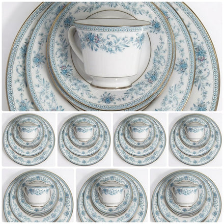 Noritake Blue Hill China Set for 8, 40 Pieces | Vintage Porcelain