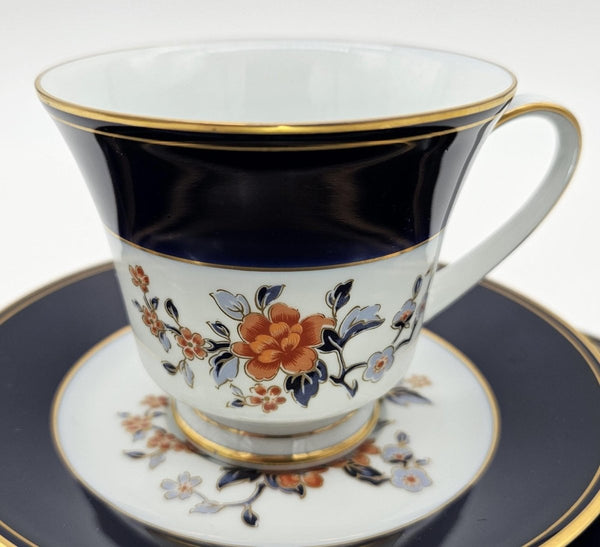 Noritake Noritake Carmine, Set of 2, Five - Piece Place Setting, Cobalt Blue Band, Floral Center, Vintage Fine China, Discontinued, Legacy, Gold Trim - China Set ClassyTea