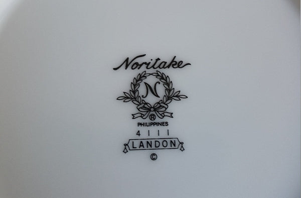 Noritake Noritake Landon 25 - Piece Fine China Dinnerware Set: Pink Flowers, Teal Band, Gold Trim - Wedding Registry Gift | Anniversary | Mid Century - China Set ClassyTea