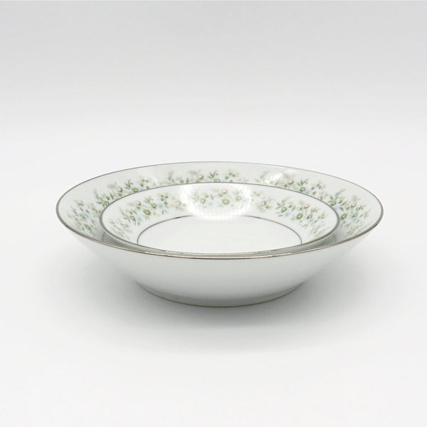 Noritake Noritake Savannah | China Set for 2 | 14 Dinnerware Pieces | Platinum Trim Green Foliage Light Blue pink Flowers on White - China Set ClassyTea
