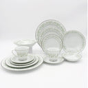 Noritake Noritake Savannah | China Set for 8 | 40 Dinnerware Platinum Trim Green Foliage Light Blue pink Flowers on White Thanksgiving - China Set ClassyTea