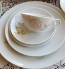 Noritake Service for 10 Noritake Edenrose 78 piece with Hostess Serving Dishes | Estate China Set Dinnerware Set Gray/Pink/White Roses Wedding Gift - China Set ClassyTea