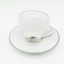 Noritake Service for 8 Noritake Whitebrook (48 Piece)Dinnerware Set Embossed White Flowers, Gray Scroll Platinum Trim Wedding Registry Gift China Set - China Set ClassyTea
