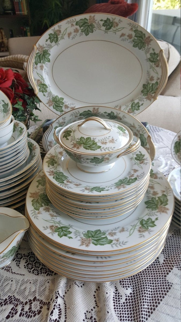 Noritake Set for 8 Noritake Daphne 53 Piece | Complete Dinnerware Set 6 Piece Setting | Hostess Set | Wedding Gift Estate Dinnerware, Thanksgiving - China Set ClassyTea