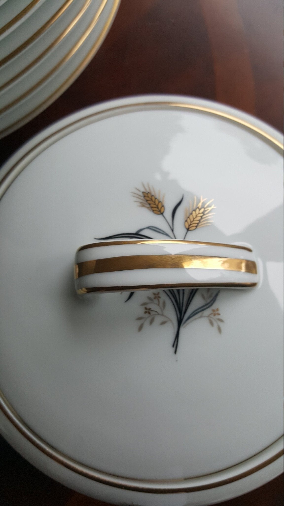 Noritake Set for 8 Noritake Wheatcroft 58 piece Beautiful Gold Trim Gray Leaves Wedding Gift Registry Luxury Thanksgiving Dinnerware China Set - China Set ClassyTea