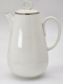 Noritake Noritake Montblanc Coffee Pot, Creamer, and Sugar Bowl with Lid Set, White Floral Motif Band, Platinum Trim, Vintage China Wedding Registry - Coffee Set ClassyTea