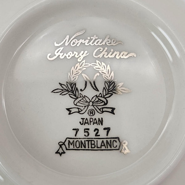 Noritake Noritake Montblanc Coffee Pot, Creamer, and Sugar Bowl with Lid Set, White Floral Motif Band, Platinum Trim, Vintage China Wedding Registry - Coffee Set ClassyTea