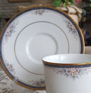 Noritake Set for 8 Noritake Ontario Cup and Saucer China Set Elegant Gold Trim Pink owers and Blue Band Replacement Luxury Dinnerware wedding - Cups & Saucers ClassyTea