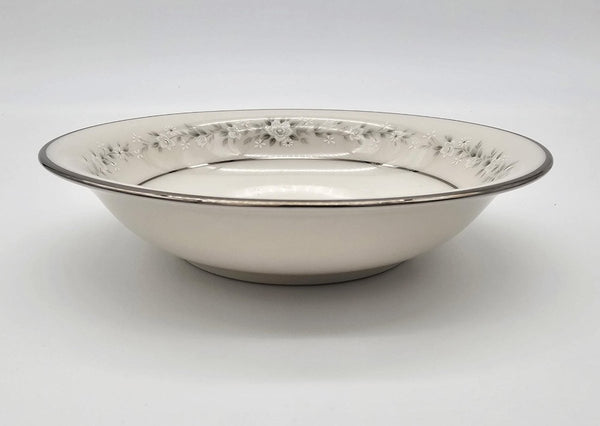 Noritake Noritake Heather Fruit/Dessert Bowls, Set of 4, Vintage Floral Pattern, White Flowers Green Leaves, Platinum Trim, Thanksgiving Dinnerware - Fruit/Dessert Bowl ClassyTea
