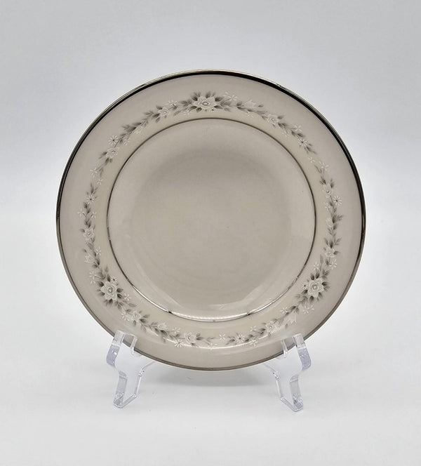 Noritake Noritake Heather Fruit/Dessert Bowls, Set of 4, Vintage Floral Pattern, White Flowers Green Leaves, Platinum Trim, Thanksgiving Dinnerware - Fruit/Dessert Bowl ClassyTea