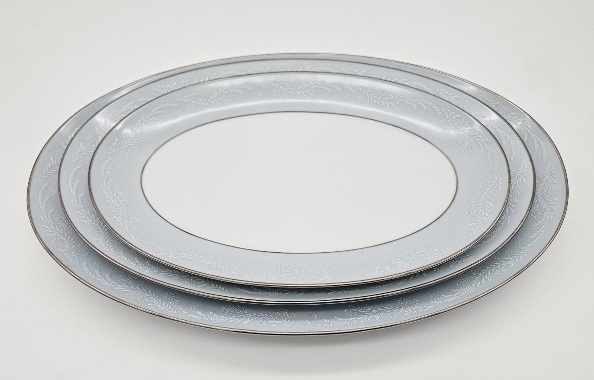 Noritake Noritake Laureate Oval Serving Platters Set of 3 – 12, 14 , and 16 Inches, Elegant Formal Dining, Discontinued, Thanksgiving Dinnerware - Oval Serving Platter ClassyTea