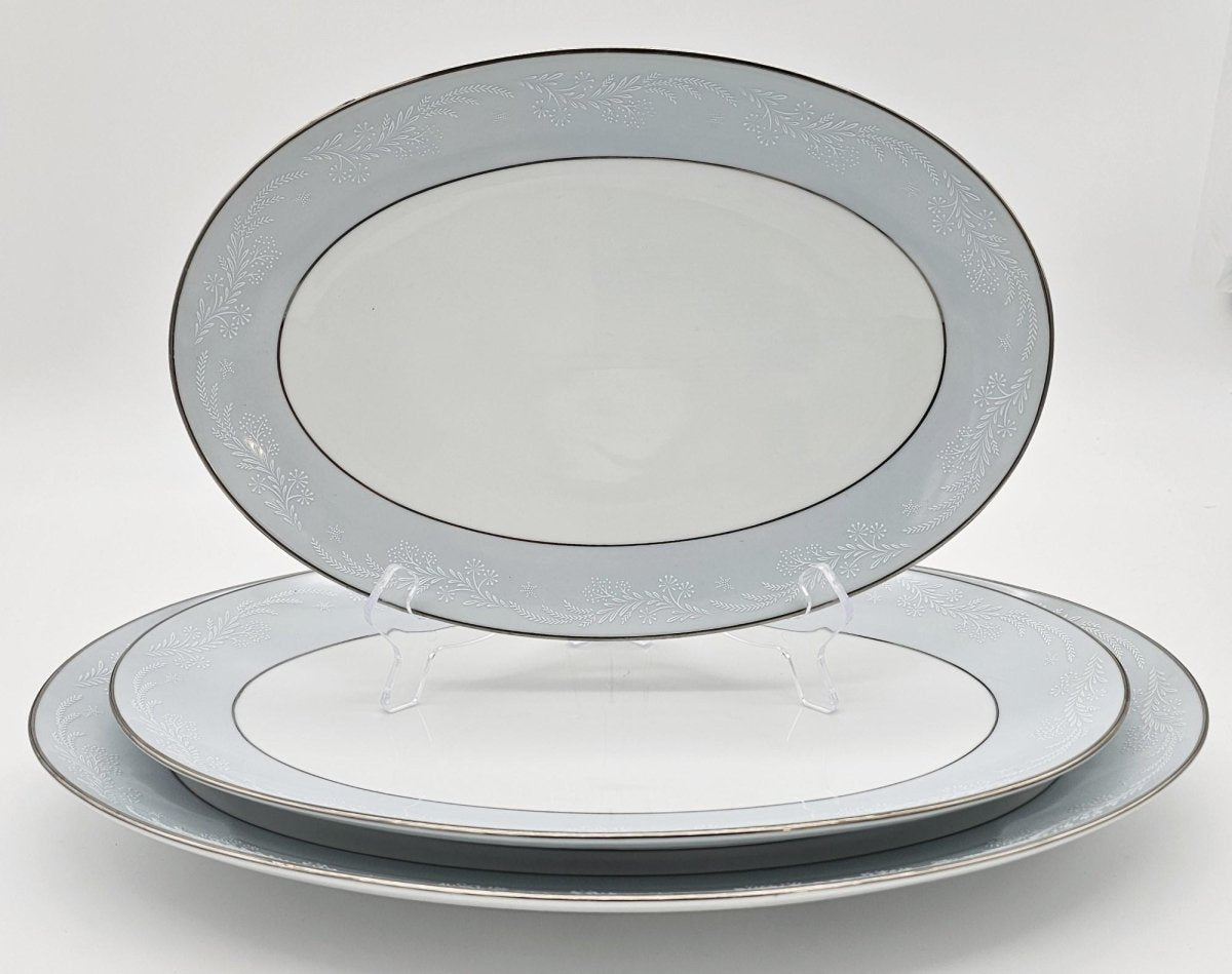 Noritake Noritake Laureate Oval Serving Platters Set of 3 – 12, 14 , and 16 Inches, Elegant Formal Dining, Discontinued, Thanksgiving Dinnerware - Oval Serving Platter ClassyTea