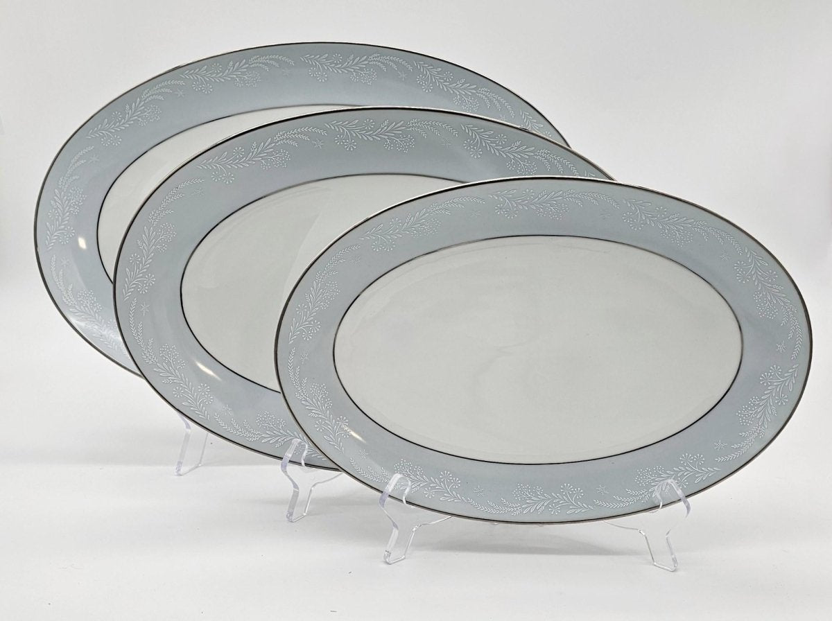 Noritake Noritake Laureate Oval Serving Platters Set of 3 – 12, 14 , and 16 Inches, Elegant Formal Dining, Discontinued, Thanksgiving Dinnerware - Oval Serving Platter ClassyTea