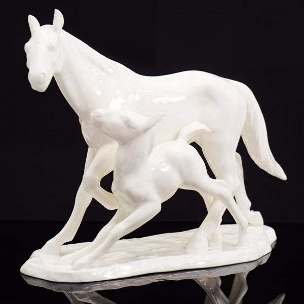 Noritake Noritake Horse Statue Figurine Unique Shelf Decor Mare and Foal Bridal Shower Nursey Mothers Day Gift for Daugther Son Nippon Toki Kaisha - Porcelain Sculpture ClassyTea