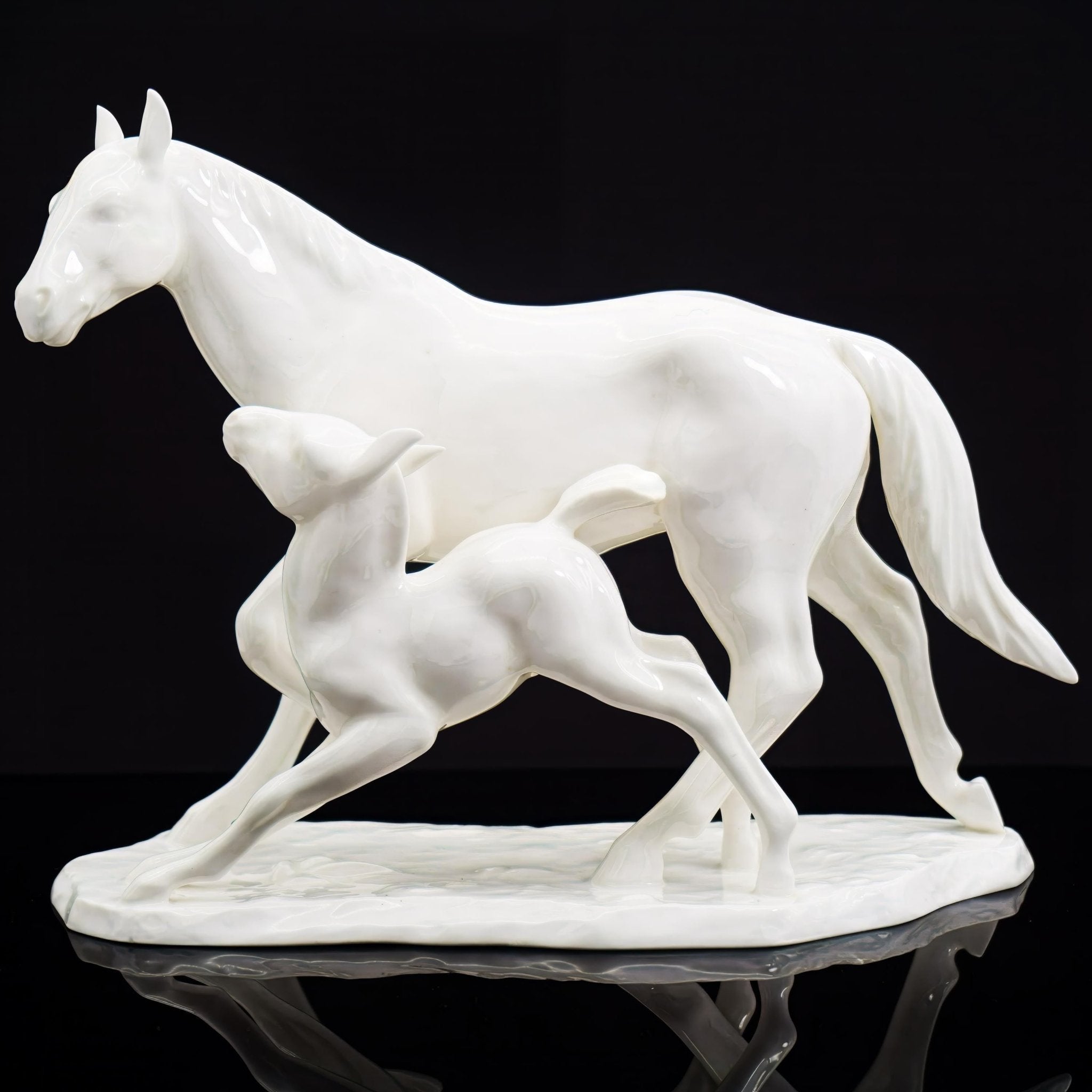 Noritake Noritake Horse Statue Figurine Unique Shelf Decor Mare and Foal Bridal Shower Nursey Mothers Day Gift for Daugther Son Nippon Toki Kaisha - Porcelain Sculpture ClassyTea