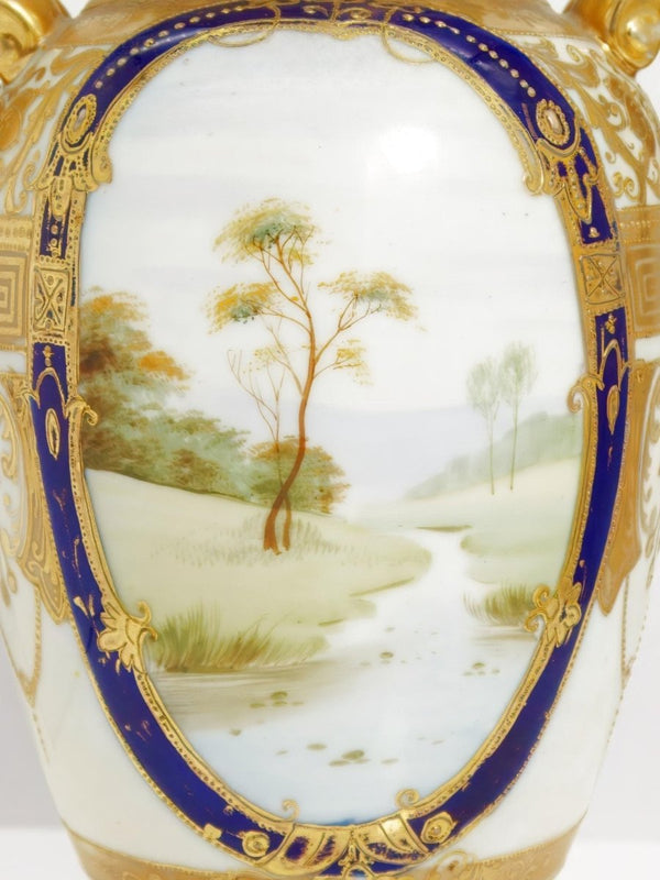 Noritake Antique Noritake Gilded Cobalt Vase Blue and Gold Vase Gold Porcelain Vase Art Nouveau Art Deco Vase Antique Japanese Vase Nippon Porcelain - Porcelain Vase ClassyTea