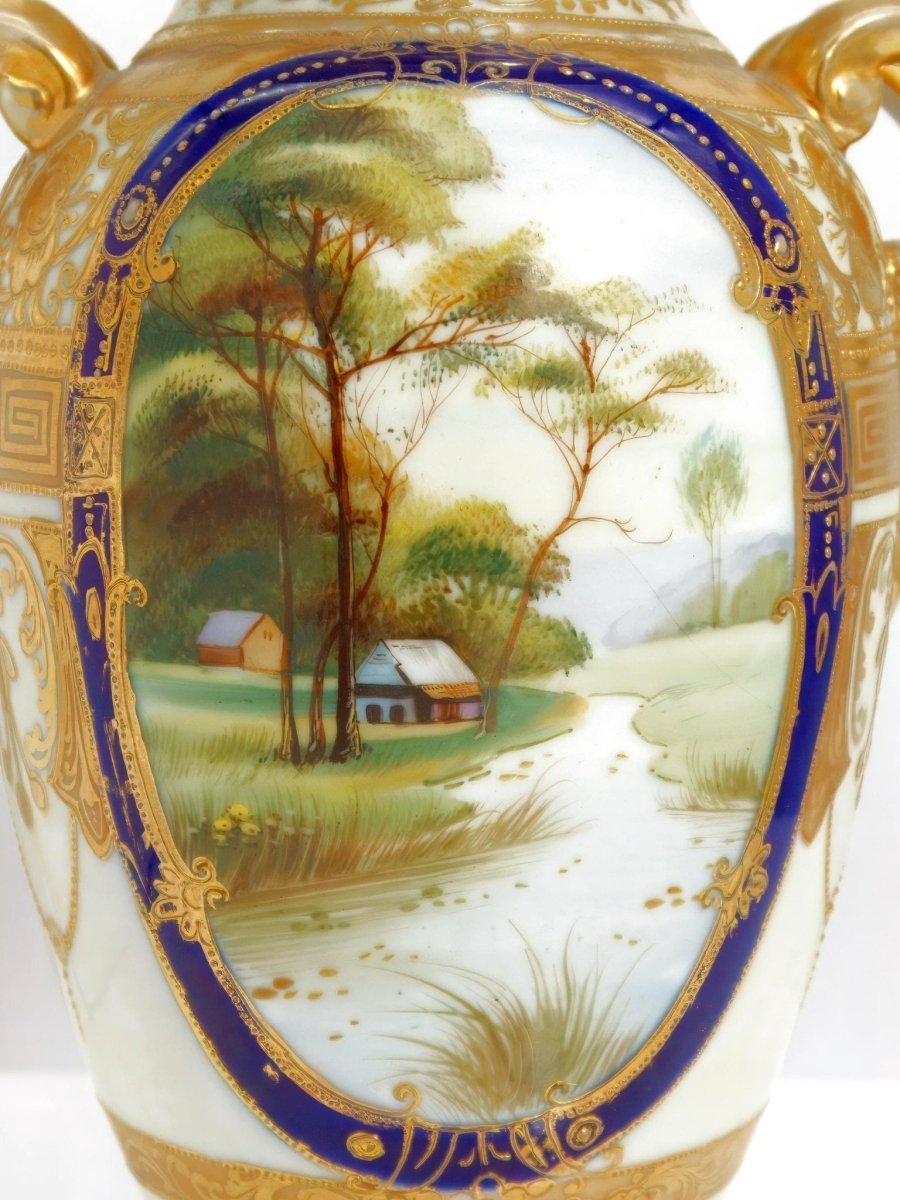 Noritake Antique Noritake Gilded Cobalt Vase Blue and Gold Vase Gold Porcelain Vase Art Nouveau Art Deco Vase Antique Japanese Vase Nippon Porcelain - Porcelain Vase ClassyTea