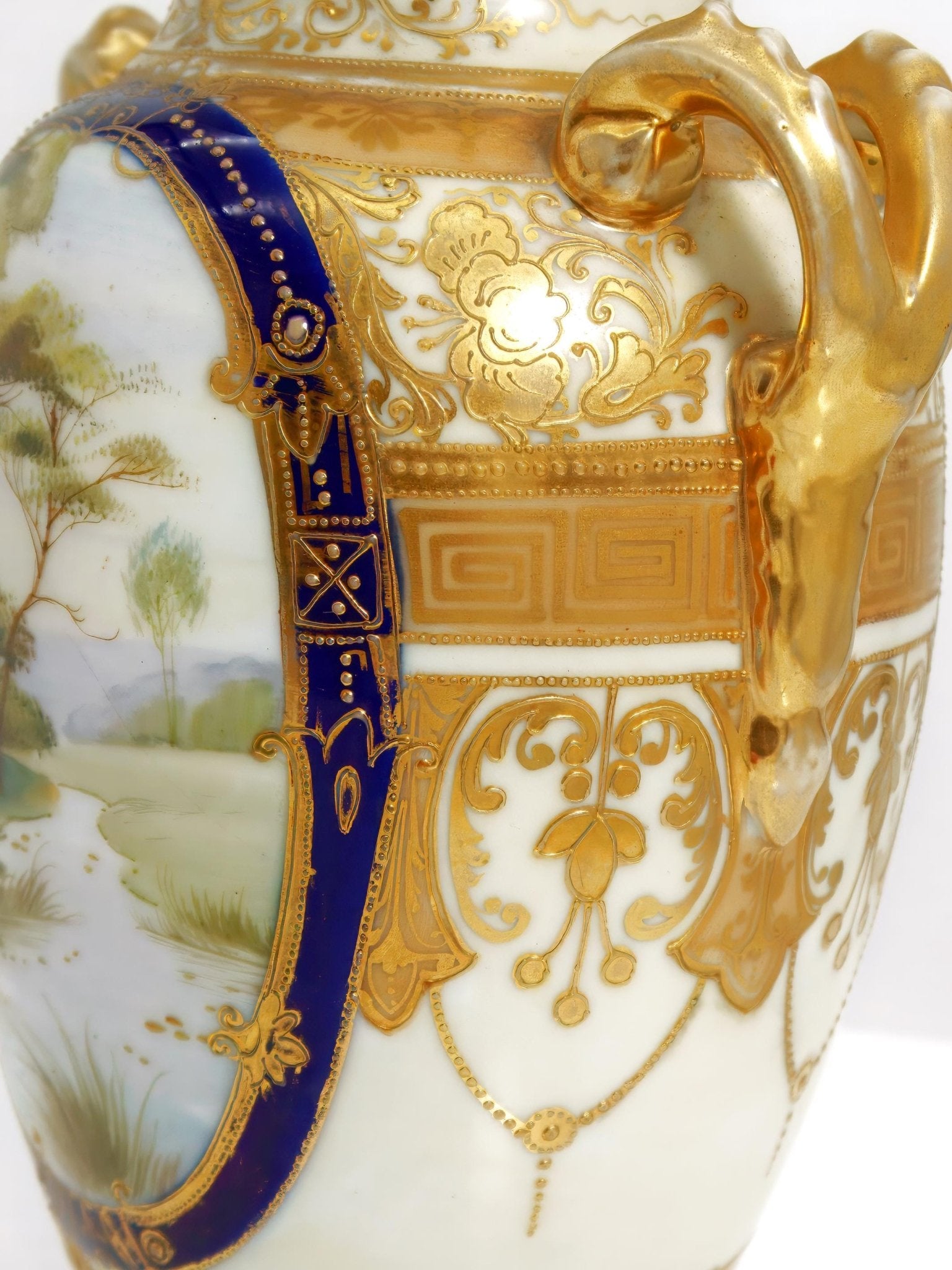 Noritake Antique Noritake Gilded Cobalt Vase Blue and Gold Vase Gold Porcelain Vase Art Nouveau Art Deco Vase Antique Japanese Vase Nippon Porcelain - Porcelain Vase ClassyTea