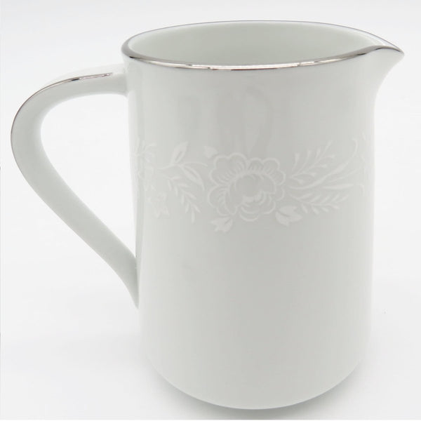 Noritake 4 Piece Hostess Set Noritake Reina (#6450Q) | Dinnerware Set White On White Flowers & Leaves, Platinum Trim | Tableware Replacement China. - Serving Set ClassyTea