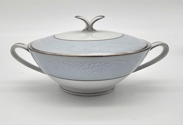 Noritake Noritake Laureate Hostess Set, 16" Oval Platter, Vegetable Bowl, Gravy Boat, Creamer & Sugar Bowl, Vintage Silver Trim , Thanksgiving - Serving Set ClassyTea