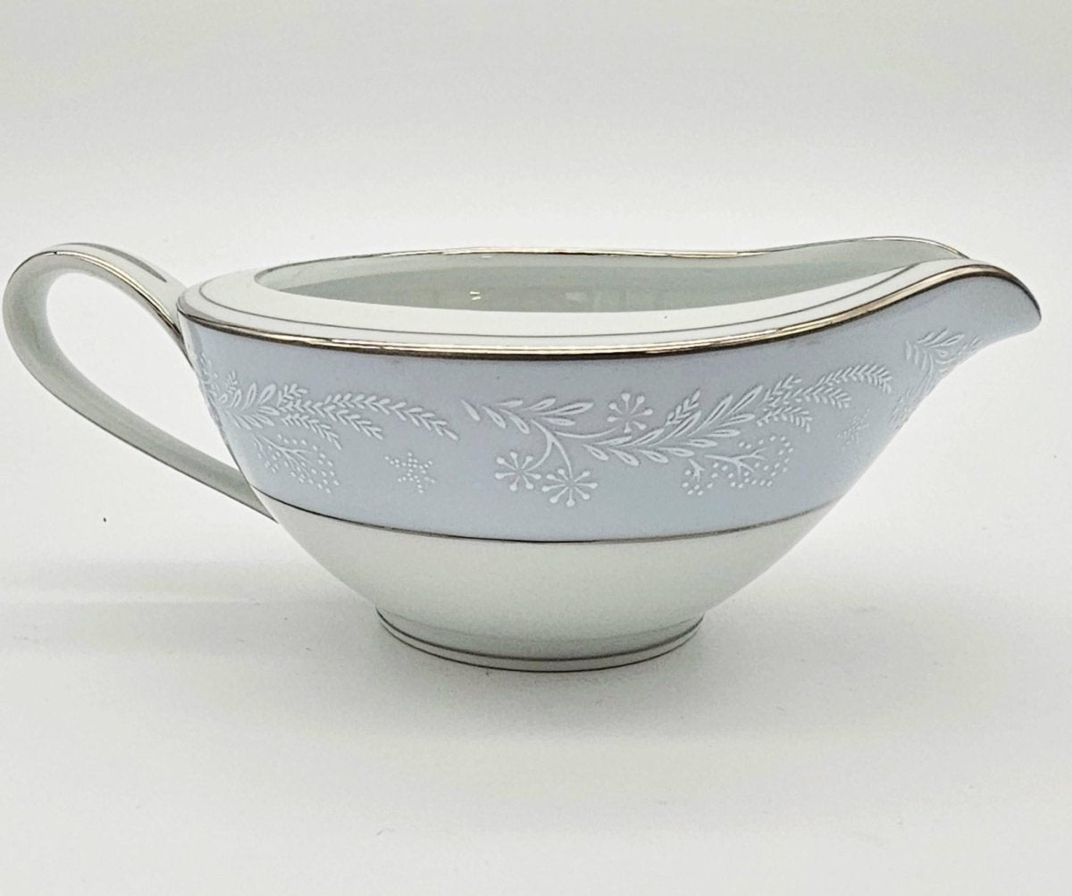 Noritake Noritake Laureate Hostess Set, 16" Oval Platter, Vegetable Bowl, Gravy Boat, Creamer & Sugar Bowl, Vintage Silver Trim , Thanksgiving - Serving Set ClassyTea