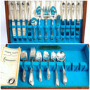 Oneida Vintage Oneida Tudor Silver Plate Flatware Set 62 Piece Complete Silver Plated Set for 8 Silverware 25th Anniversary Gift for Wife Gift Mom - Silverplated Flatware Set ClassyTea