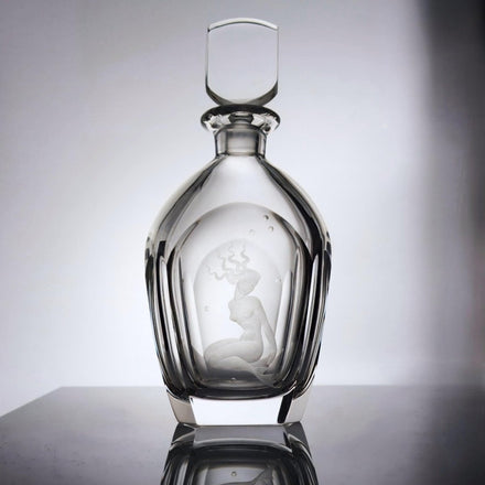 Orrefors Engraved Mermaid Decanter (9.5") | Vintage Crystal Glass