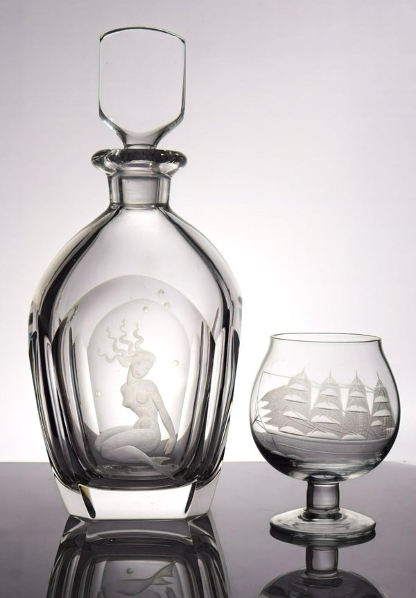 Orrefors Orrefors Sunken Sailor Mermaid Crystal Decanter (1964) | Crystal - Crystal Decanter ClassyTea