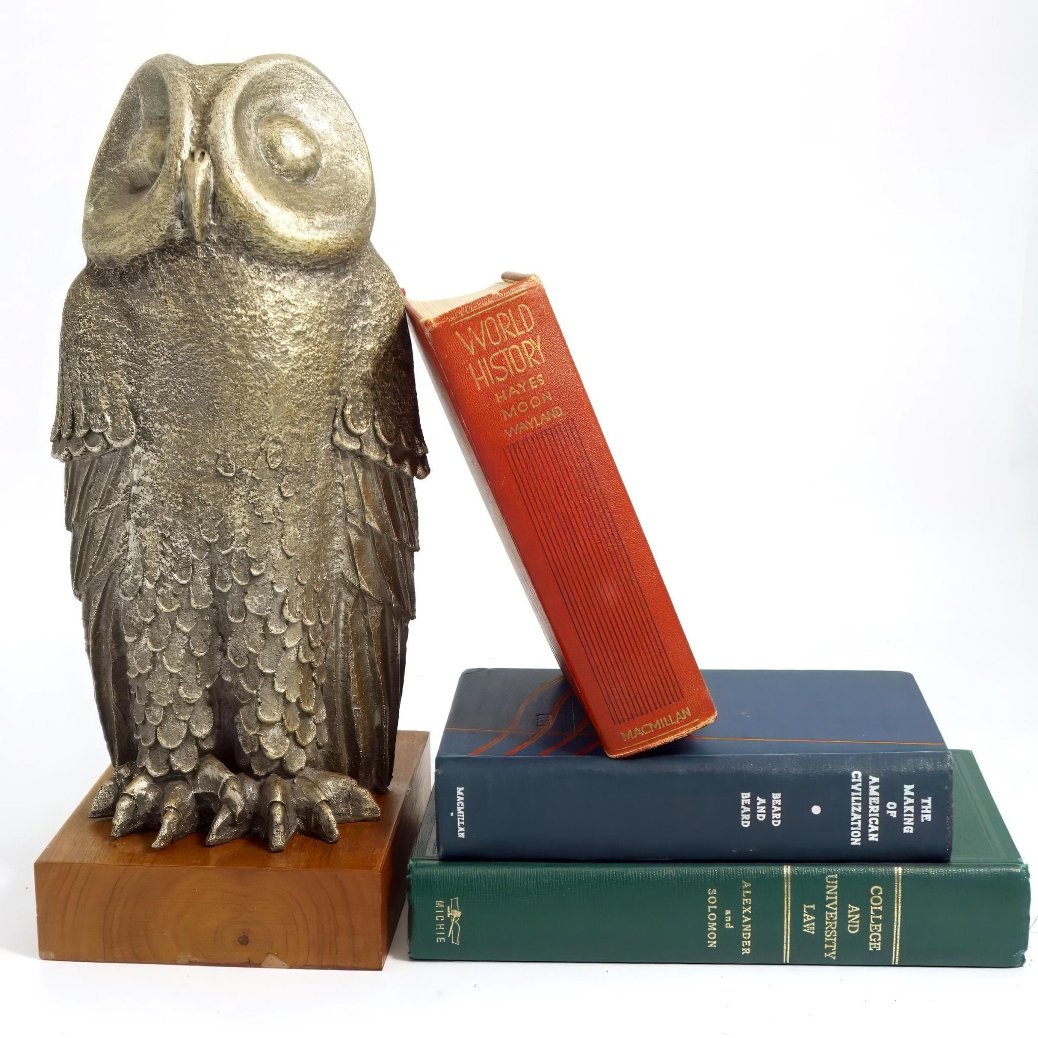 Paul Bellardo 1960s Signed Paul Bellardo Mid Century Modern Owl Statue Heavy Ceramic Large Bronze - colored Owl Figure Gift for Lawyer Office Decor Academic - Ceramic Sculpture ClassyTea