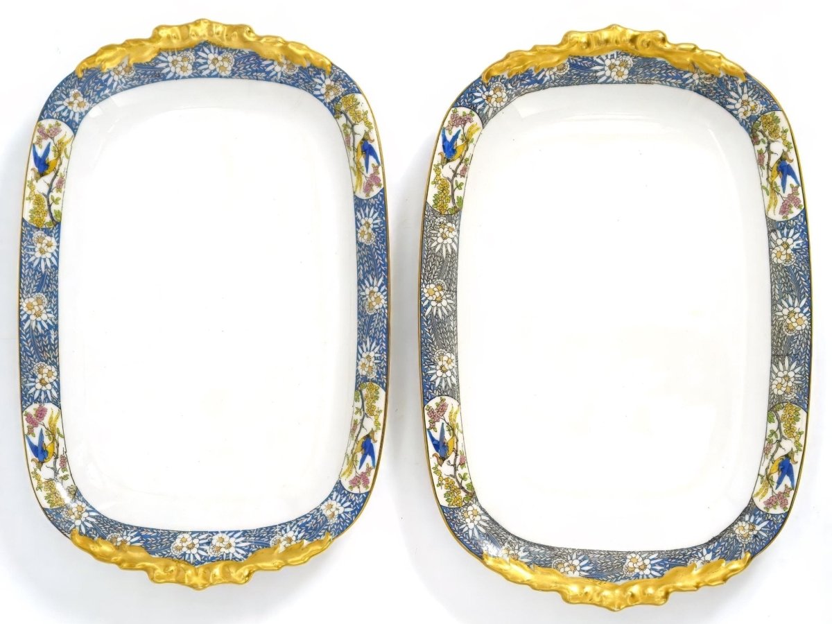 Pouyat Limoges 1890s Antique China Tray Set | French Antique Limoges Fine China Porcelain Trays for Vanity Catchall Trays for Cake Dessert Platters Gift - Dessert/Cake Platter ClassyTea