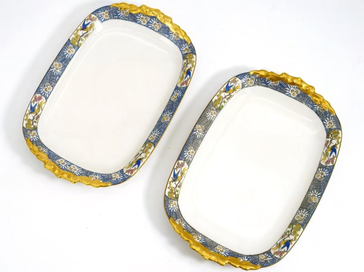 Pouyat Limoges 1890s Antique China Tray Set | French Antique Limoges Fine China Porcelain Trays for Vanity Catchall Trays for Cake Dessert Platters Gift - Dessert/Cake Platter ClassyTea