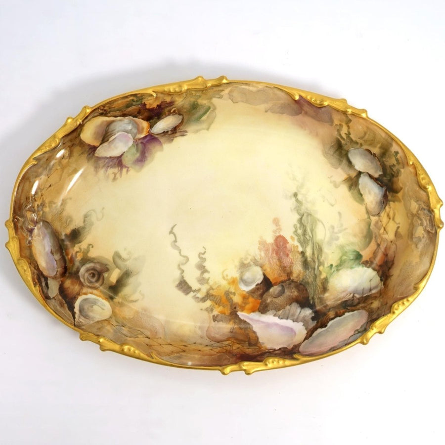 Pouyat Limoges Seashell Oyster Plate (15.5") | Antique Porcelain