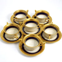 Rosenthal “Cobalt & Gold” Soup Bowl Set For 6