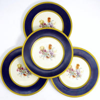 Royal Bavarian Hutschenreuther 1920s Art Deco Antique Dinner Plates For China Cabinet | 22kt Cobalt Blue & Gold Floral Antique Fine China Set Antique Porcelain Dinnerware - China Cabinet Plate Set ClassyTea