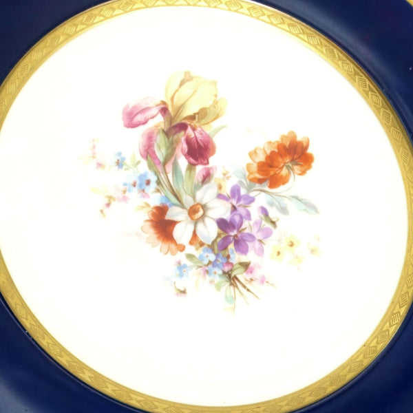 Royal Bavarian Hutschenreuther 1920s Art Deco Antique Dinner Plates For China Cabinet | 22kt Cobalt Blue & Gold Floral Antique Fine China Set Antique Porcelain Dinnerware - China Cabinet Plate Set ClassyTea