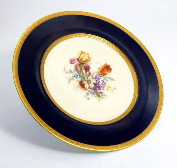 Royal Bavarian Hutschenreuther 1920s Art Deco Antique Dinner Plates For China Cabinet | 22kt Cobalt Blue & Gold Floral Antique Fine China Set Antique Porcelain Dinnerware - China Cabinet Plate Set ClassyTea