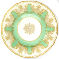 Royal Bavarian Hutschenreuther 1920s Art Deco Antique Dinner Plates For China Cabinet Royal Bavarian Hutschenreuther 22kt Celadon Green & Gold Sage Green Plates China Set - China Cabinet Plate Set ClassyTea