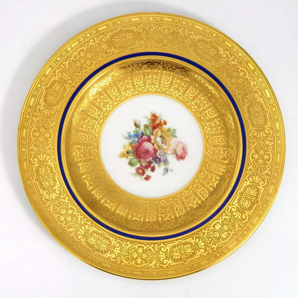 Royal Bavarian Hutschenreuther 1920s Art Deco Antique Dinner Plates For China Cabinet - Royal Bavarian Hutschenreuther 22kt Cobalt Blue & Gold Floral Plates China Set - China Cabinet Plate Set ClassyTea