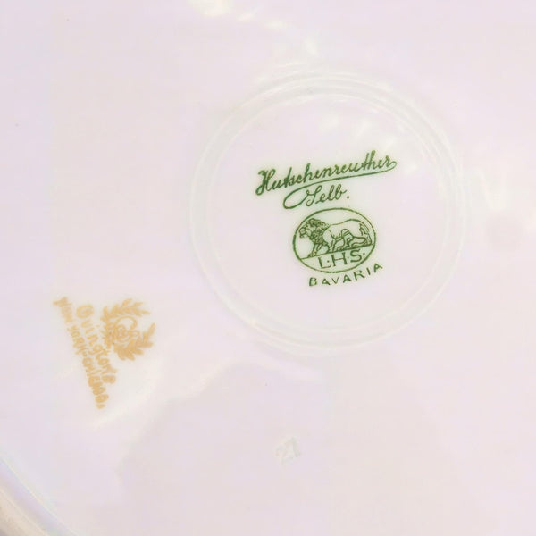 Royal Bavarian Hutschenreuther 1930s Art Nouveau Antique Dinner Plates for China Cabinet | Art Deco Hutschenreuther Selb Bavarian Green & Gold 22kt Antique China Set for 5 - China Cabinet Plate Set ClassyTea