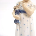 Royal Copenhagen 1920s Antique Porcelain Figurine Royal Copenhagen Girl Holding a Doll Figurine #3539 | Vintage Danish Statue Nursery Mussel Cobalt Scandi - Porcelain Figurine ClassyTea