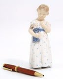 Royal Copenhagen 1920s Antique Porcelain Figurine Royal Copenhagen Girl Holding a Doll Figurine #3539 | Vintage Danish Statue Nursery Mussel Cobalt Scandi - Porcelain Figurine ClassyTea