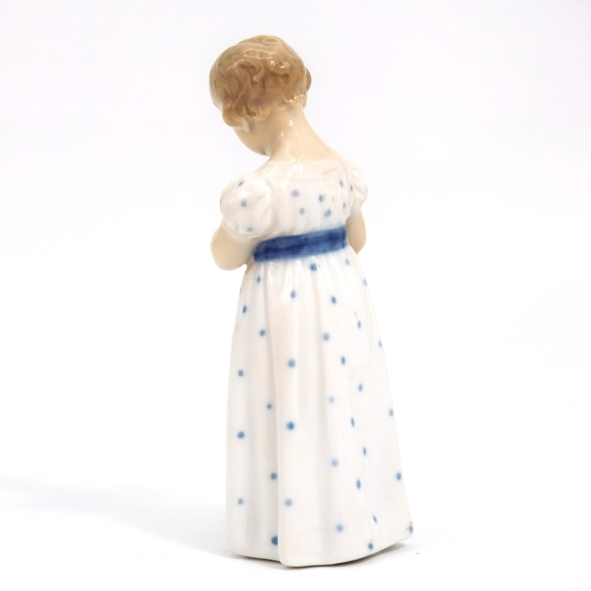 Royal Copenhagen 1920s Antique Porcelain Figurine Royal Copenhagen Girl Holding a Doll Figurine #3539 | Vintage Danish Statue Nursery Mussel Cobalt Scandi - Porcelain Figurine ClassyTea