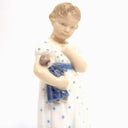 Royal Copenhagen 1920s Antique Porcelain Figurine Royal Copenhagen Girl Holding a Doll Figurine #3539 | Vintage Danish Statue Nursery Mussel Cobalt Scandi - Porcelain Figurine ClassyTea
